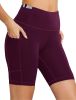 NSQTBA Workout Shorts for Women High Waist Yoga Shorts Exercise Clothes Burgundy L