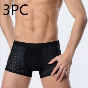 Ice silk men's underwear mesh boxer (Option: 3 pcs Black-XXL)