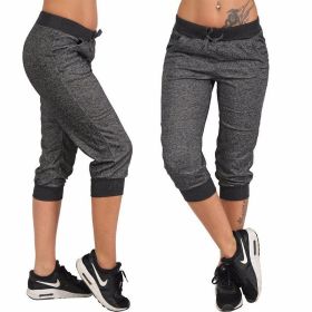 New Plus Size Women's Summer Fashion Sport Casual Loose 3/4 Pants Baggy Harem Pants Trousers Jogging Pants (Color: Black)