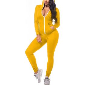 Women's Autumn and Winter New Hot Sale Sports Jumpsuit Yoga Clothes (Color: Yellow)