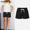 Running Gym Sports Women Shorts Wide Leg Drawstring Elastic Waist Lace up Short 2021 Summer Solid Loose Casual Female Bottoms