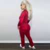 Women Solid Color Sets Velvet Thread Zipper Hood Wear Lounge Wear Suit Sport Set Tops and Pants