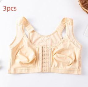 Foreign Trade Front Buckle Closed Sports Bra Plus Size (Option: Apricot-5XL-3PCS)
